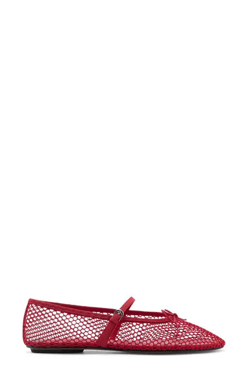MANGO Buckle Strap Fishnet Ballet Flat in Red at Nordstrom, Size 7.5Us | Nordstrom