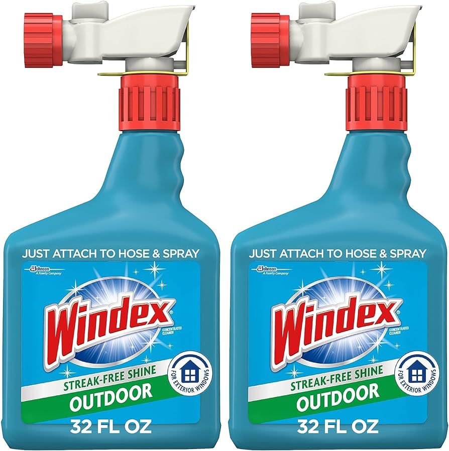 Windex Concentrated Outdoor Glass Cleaner, Patio Cleaner with Hose Attachment, 32 Fl Oz, Pack of ... | Amazon (US)