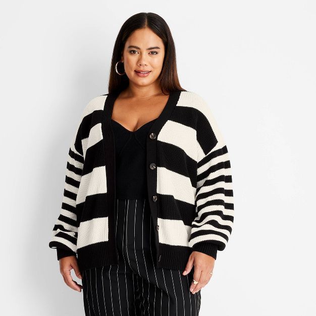 Women's Striped Slouchy Cardigan - Future Collective™ with Kahlana Barfield Brown Black/White | Target