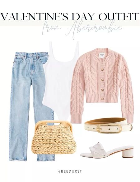 Valentine’s Day outfit from Abercrombie, date night outfit, winter outfit, Valentines day date night outfit, pink sweater, pink cardigan, jeans, purse, white heels, belt, white bodysuit

#LTKfindsunder100 #LTKstyletip #LTKSeasonal