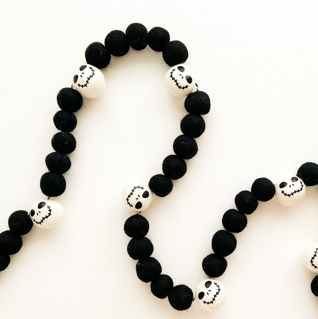 Simple Black Skeleton Felt Ball Garland, Bunting, Banner - READY TO SHIP! | Etsy (US)