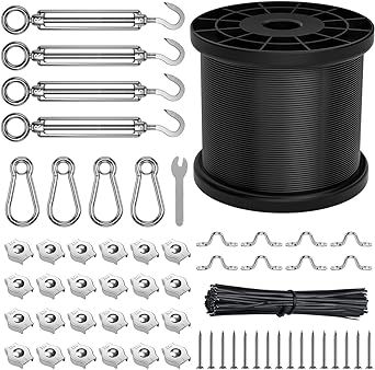 Fil-fresh String Light Hanging Kit, 200ft Stainless Steel Cable, Guide Wire for Outdoor String Li... | Amazon (US)