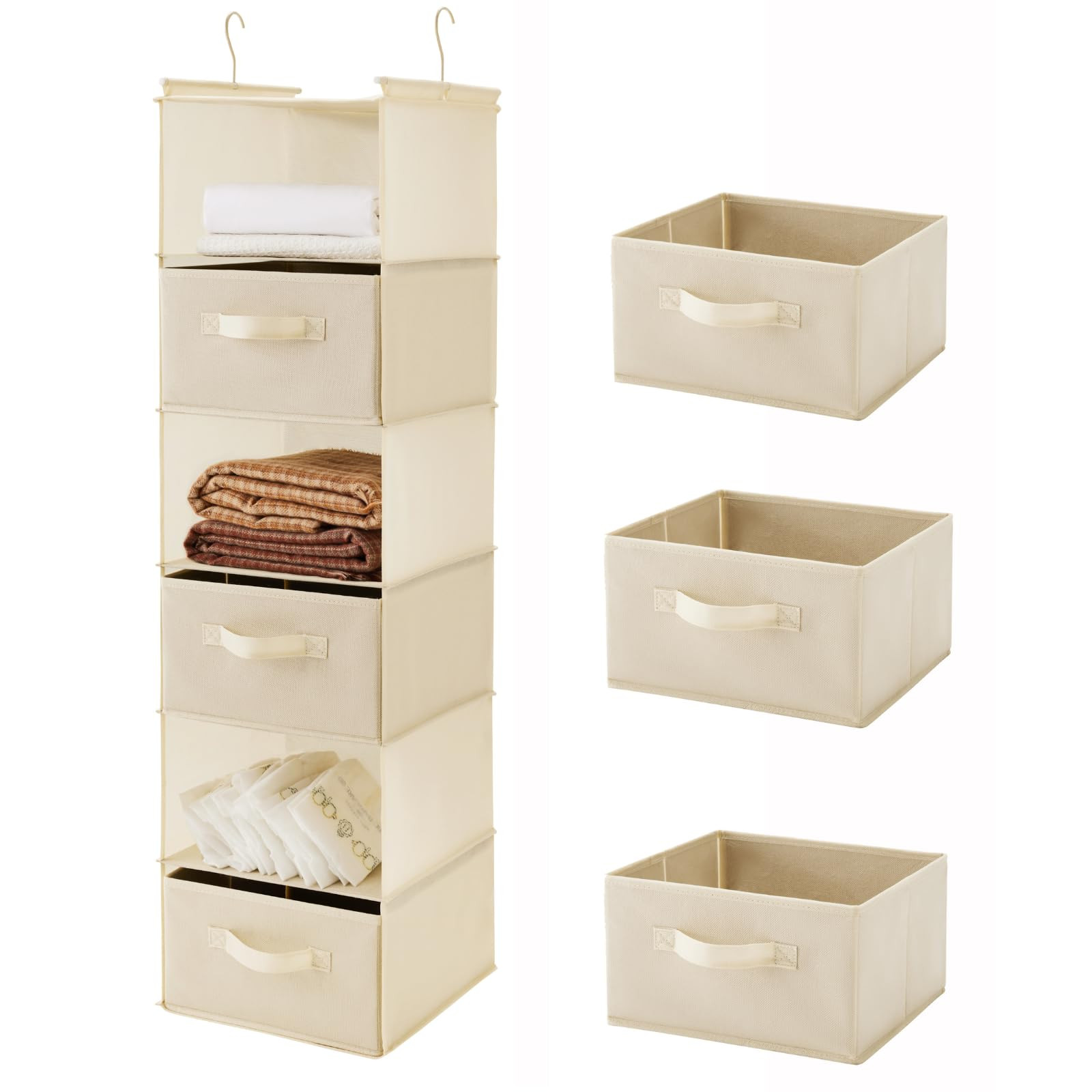 MAX Houser 6 Tier Shelf Hanging Closet Organizer, Closet Hanging Shelf with 2 Sturdy Hooks for St... | Amazon (US)