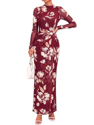 BTFBM Womens Sheer Mesh Maxi Fall Wedding Guest Dress Fashion Clothing 2026 | Amazon (US)