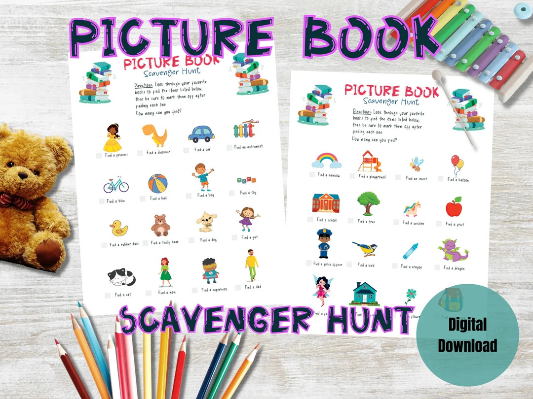 32 Item Picture Book Scavenger Hunt Printable Game for Kids | Story Book Scavenger Hunt Instant D... | Etsy (US)