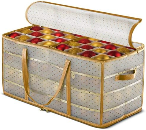 ZOBER Plastic Christmas Ornament Storage Box Large with 2-Sided Dual-Zipper Closure - Keeps 128 H... | Amazon (US)