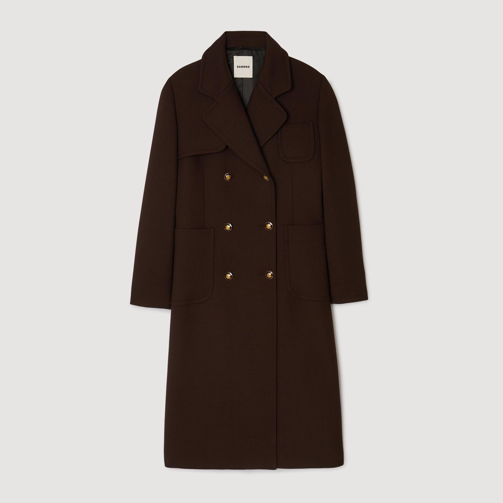 Structured long double-breasted coat | Sandro US | Sandro-Paris US