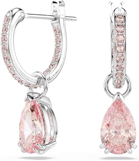 Swarovski Attract Crystal Drop Earrings, Green, Pink, Blue, Pink Stones, Pear and Round Cut Cryst... | Amazon (US)