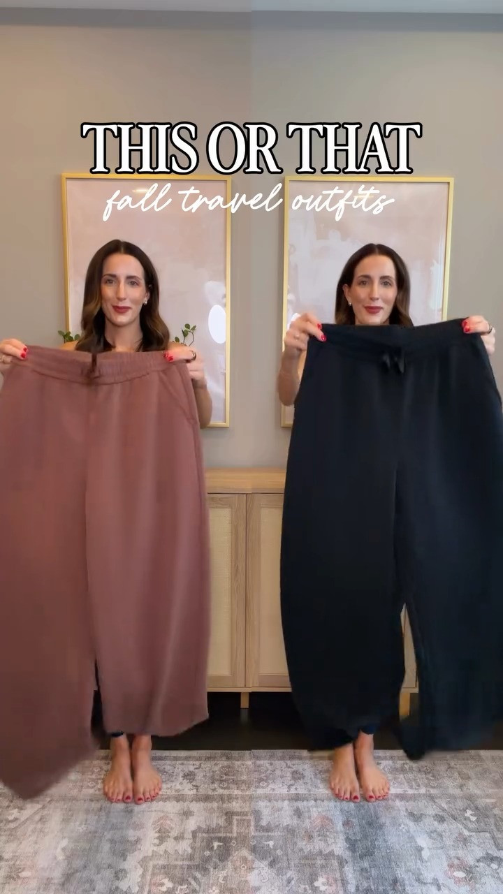 Obsessed with these 2 outfits for fall travel! cute, comfy and first class approved! Wearing a small in everything and the petite length in the pants. I am 5'4.5 

 