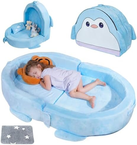Portable Toddler Bed BUMNANA Folding Toddlers Floor Beds for Kids Foldable Soft Foam Travel Bed f... | Amazon (US)