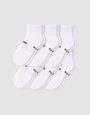 Women's Essential Quarter Sock 6-Pack - White / S: US 5-8 | Cozy Earth