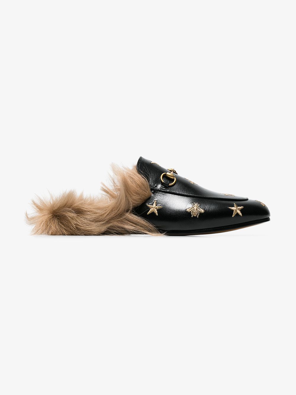 Gucci Princetown embroidered leather mules | Browns Fashion