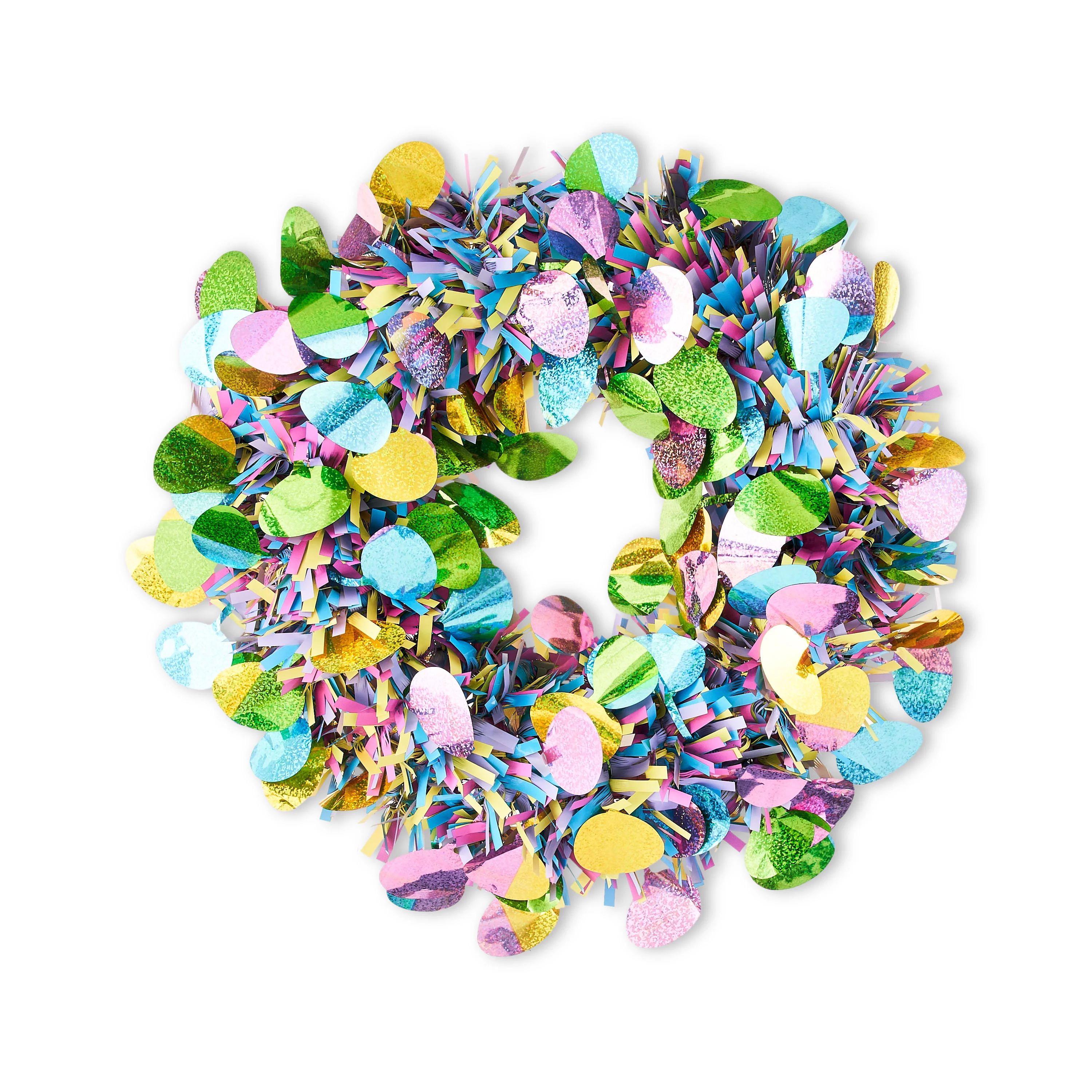 Way To Celebrate Easter Pastel Tinsel Egg Wreath, 14" | Walmart (US)