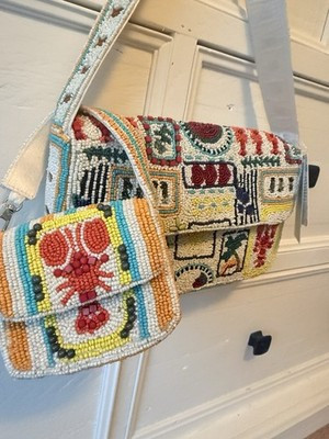 New! Handcrafted In India Summer Viral Beaded Bag With Mini Beaded Bag Charm | eBay | eBay US