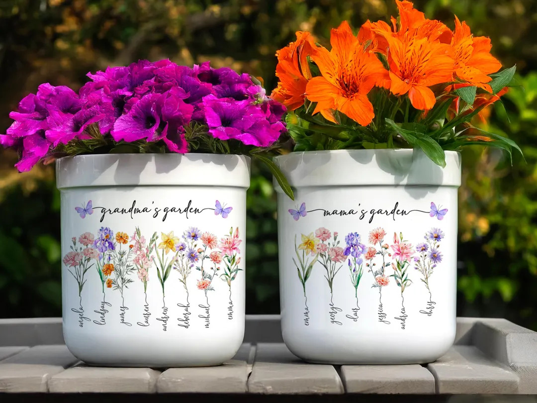 Mothers Day Gift for Mom, Personalized Flower Pot Grandmas Garden Gift for Grandma, Birth Flower ... | Etsy (Global)
