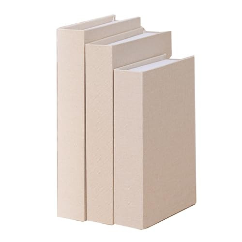 SXYLOB 3 Pieces Decorative Modern Book Boxes, Faux Books Holder Box for Linen Table Book for DIY Crafts Home Book shelf Cafe Hotel Decoration Display (Beige) | Amazon (US)