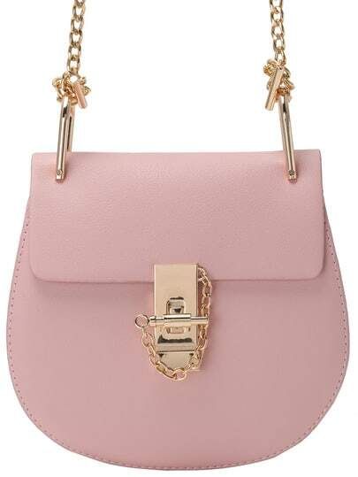 Pink Metallic Embellished PU Chain Bag | SHEIN