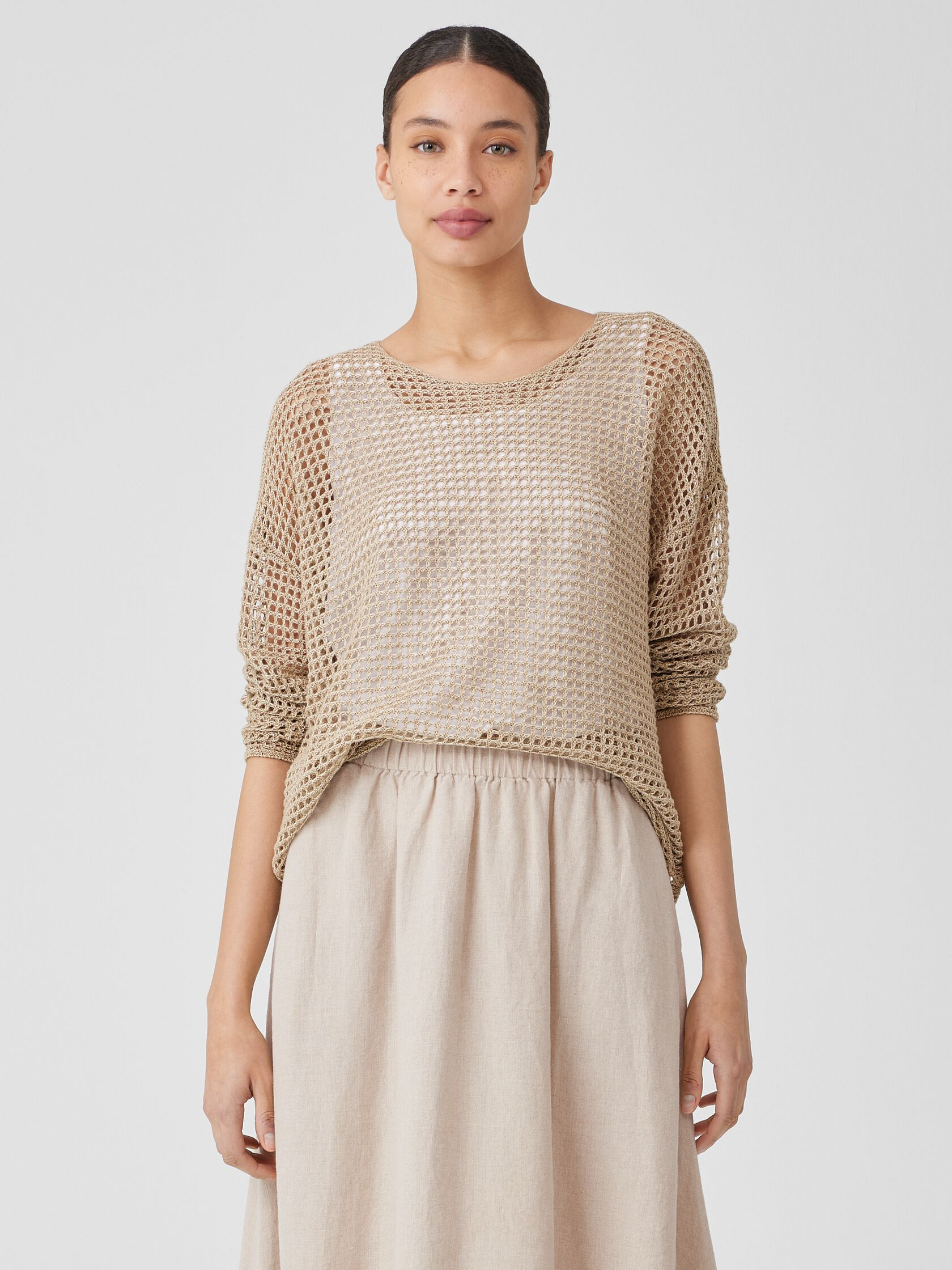 Organic Linen Délavé Round Neck Top | Eileen Fisher