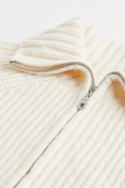 Rib-knit Half-zip Sweater - Cream - Ladies | H&M US | H&M (US + CA)