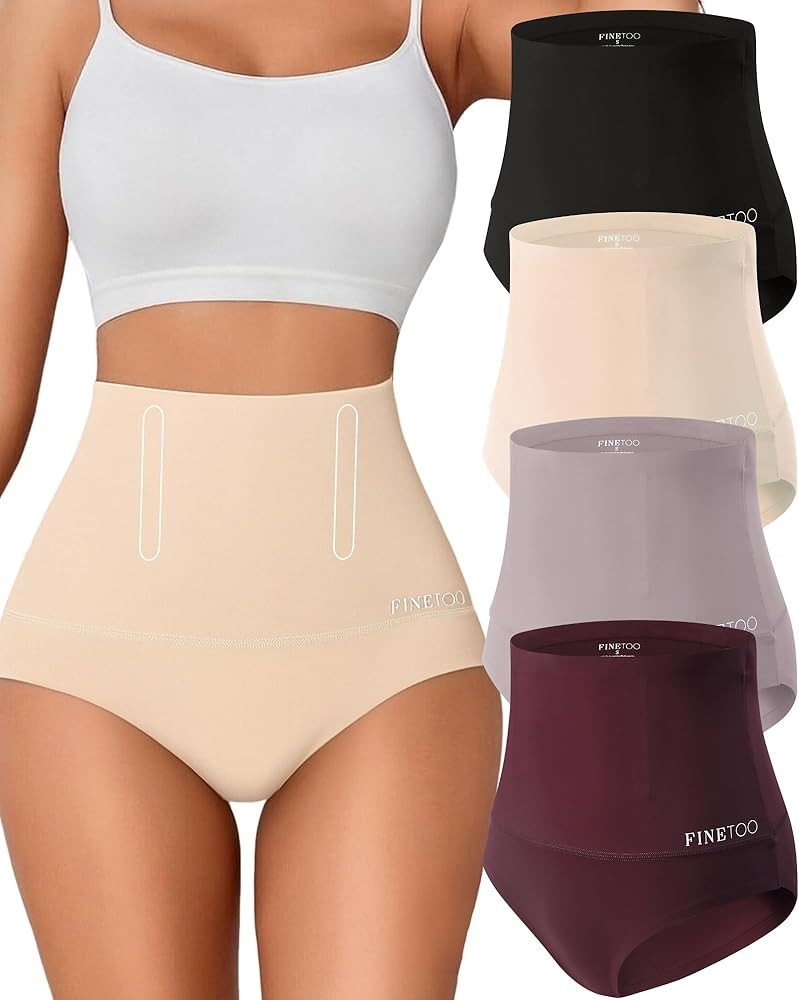 FINETOO Tummy Control Underwear Shapewear for Women Seamless High Waisted Panties Moderate Contro... | Amazon (US)
