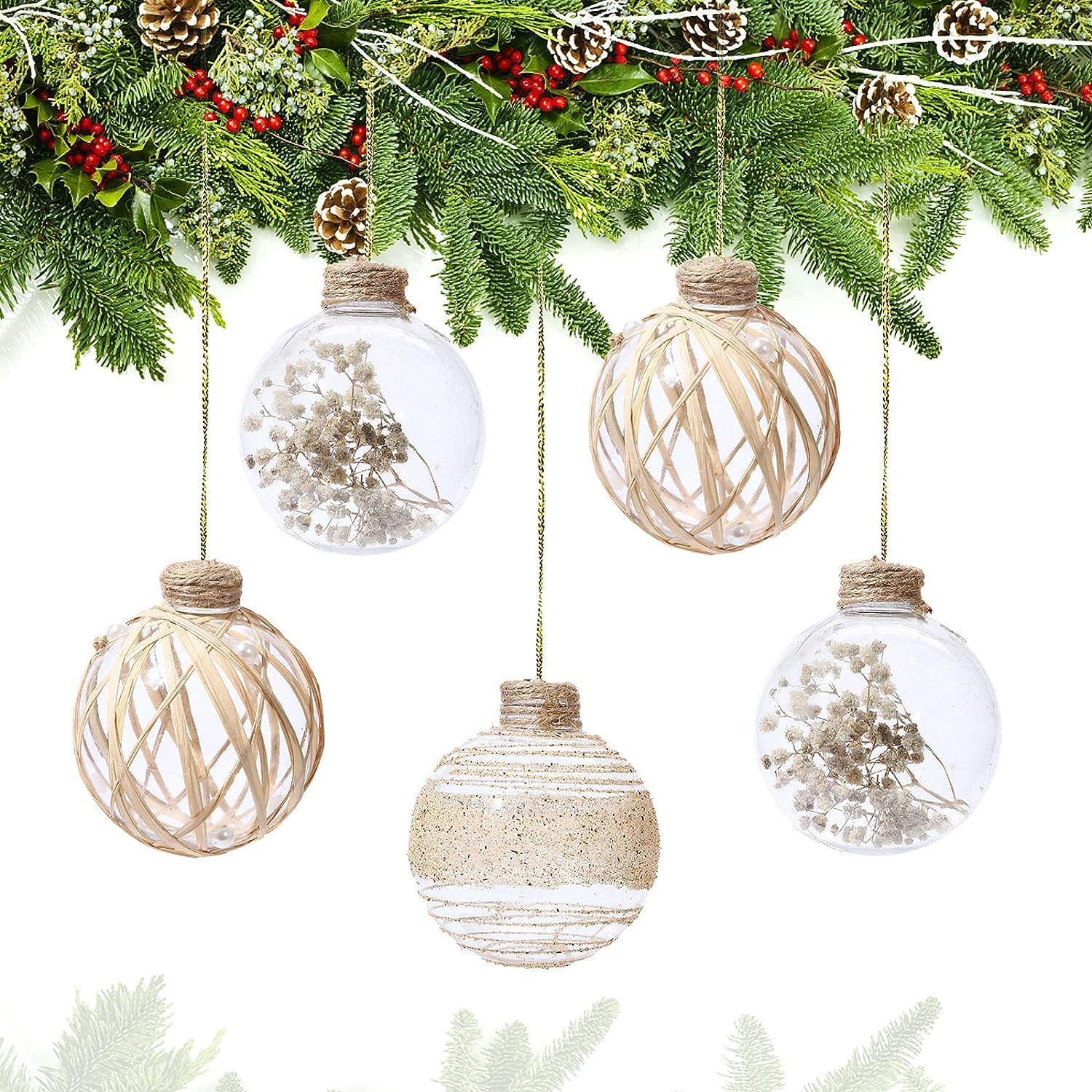 80mm/3.15" Christmas Ball Ornaments 2022, 12pcs Clear Plastic Christmas Tree Ornaments Balls Set ... | Amazon (US)