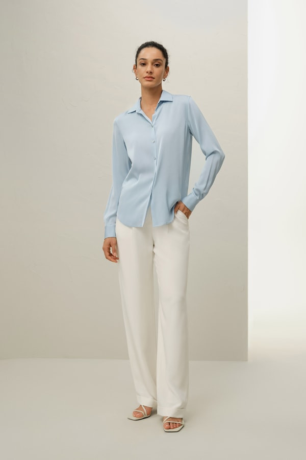 Spread Collar Silk Shirt | LILYSILK