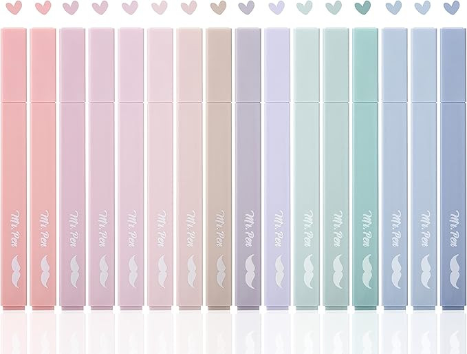 Mr. Pen- Aesthetic Highlighters, 16 pcs, Chisel Tip, Morandi Colors, No Bleed Bible Highlighter P... | Amazon (US)