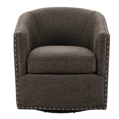 Classy Swivel Recliner - 30.5 In. Product Height, Solid Wood Chair Frame, 360 Degre Swivel, Upholstery, High Foam Cushion, Silver Nailhead Accent, No | Wayfair North America