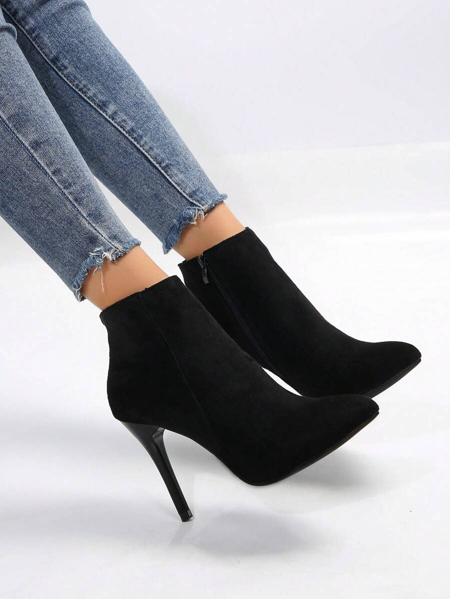 Fall/Winter New Arrival Women's Fashionable Elegant Pointed Toe Suede Ankle Boots With Thin Heels... | SHEIN