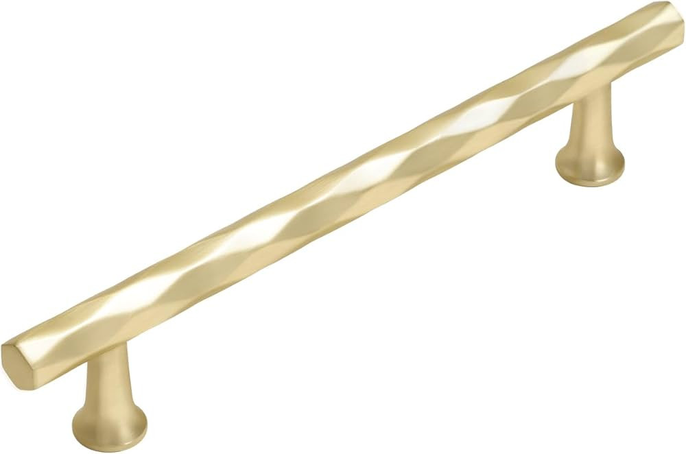 Brushed Gold Cabinet Pulls 5" Hole Center 2 Pack Hammered Brass Cabinet Handles Decorative Kitche... | Amazon (US)