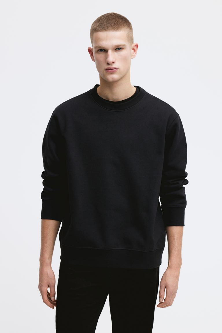 Regular Fit Sweatshirt - Black - Men | H&M US | H&M (US + CA)