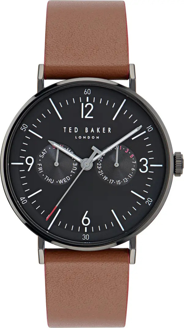 Phylipa Gents Leather Strap Watch, 41mm | Nordstrom