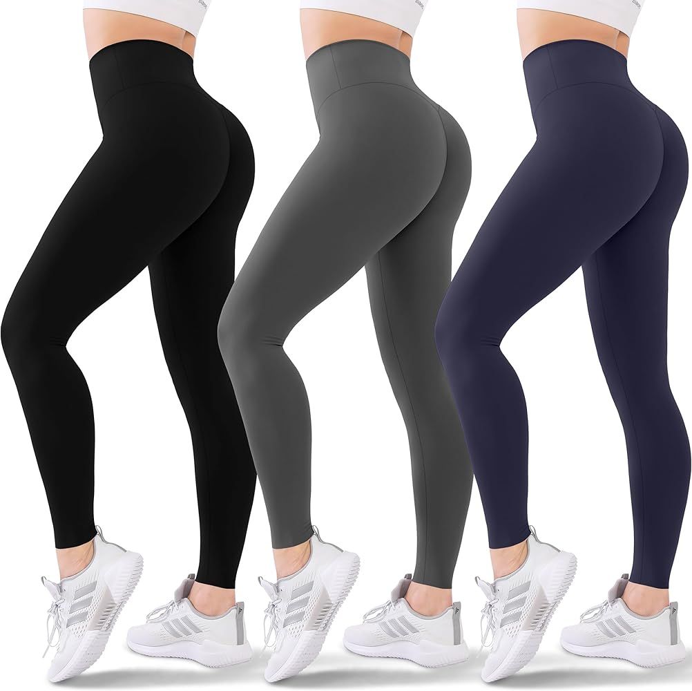 Blisset 3 Pack Leggings for Women Butt Lift High Waisted Tummy Control No See-Through Yoga Pants ... | Amazon (US)