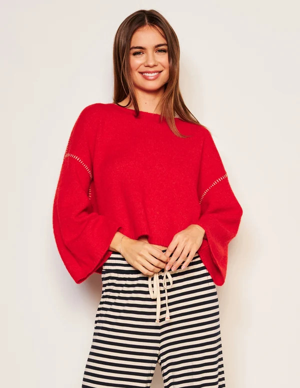 Women's Cropped Whip Stitch Sweater in Flare Red | Sundry Clothing