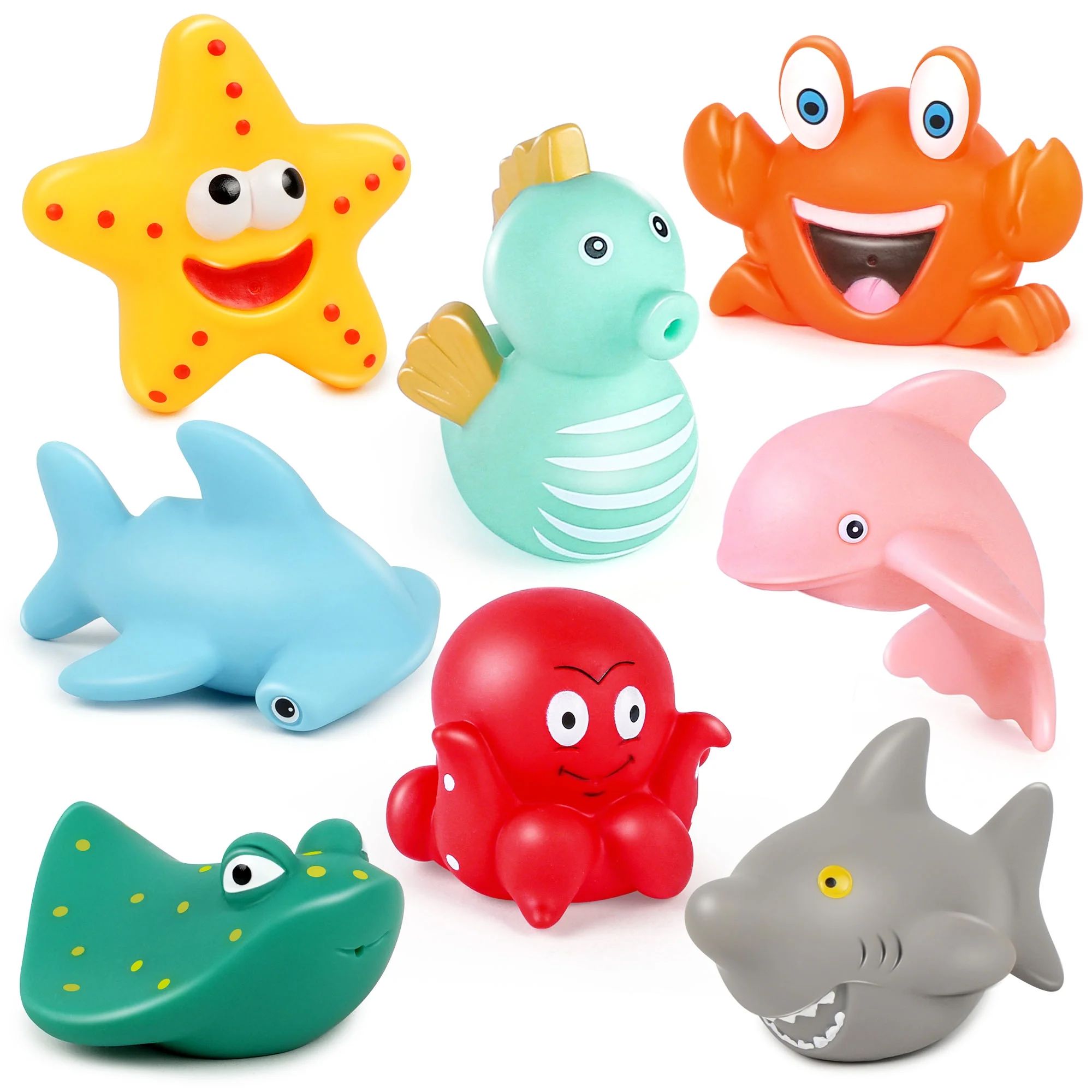 LotFancy 8Pcs Ocean Bath Toys for Toddler Infant, No Hole Mold Free Kids Baby Bath Tub Toys | Walmart (US)