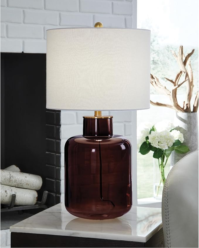 Signature Design by Ashley Mette Modern Table Lamp with 3-Way Switch and Drum Shade, Dark Brown &... | Amazon (US)