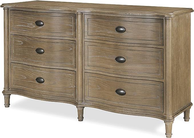 Universal Furniture Curved Wood Front 6 Drawer Dresser in Antiqued Grey Oak | Amazon (US)