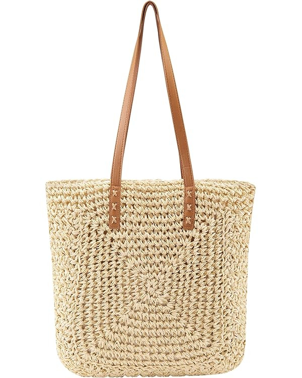 Ayliss Women Straw Shoulder Handbag Tote Shoulder Bag Summer Beach Woven Handmade Weaving Casual ... | Amazon (US)