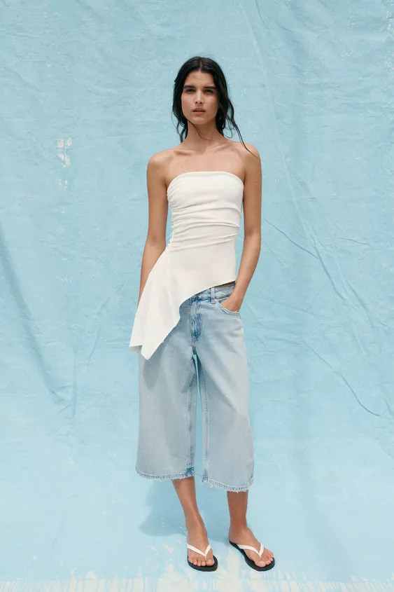 TEXTURED BANDEAU TOP | Zara US