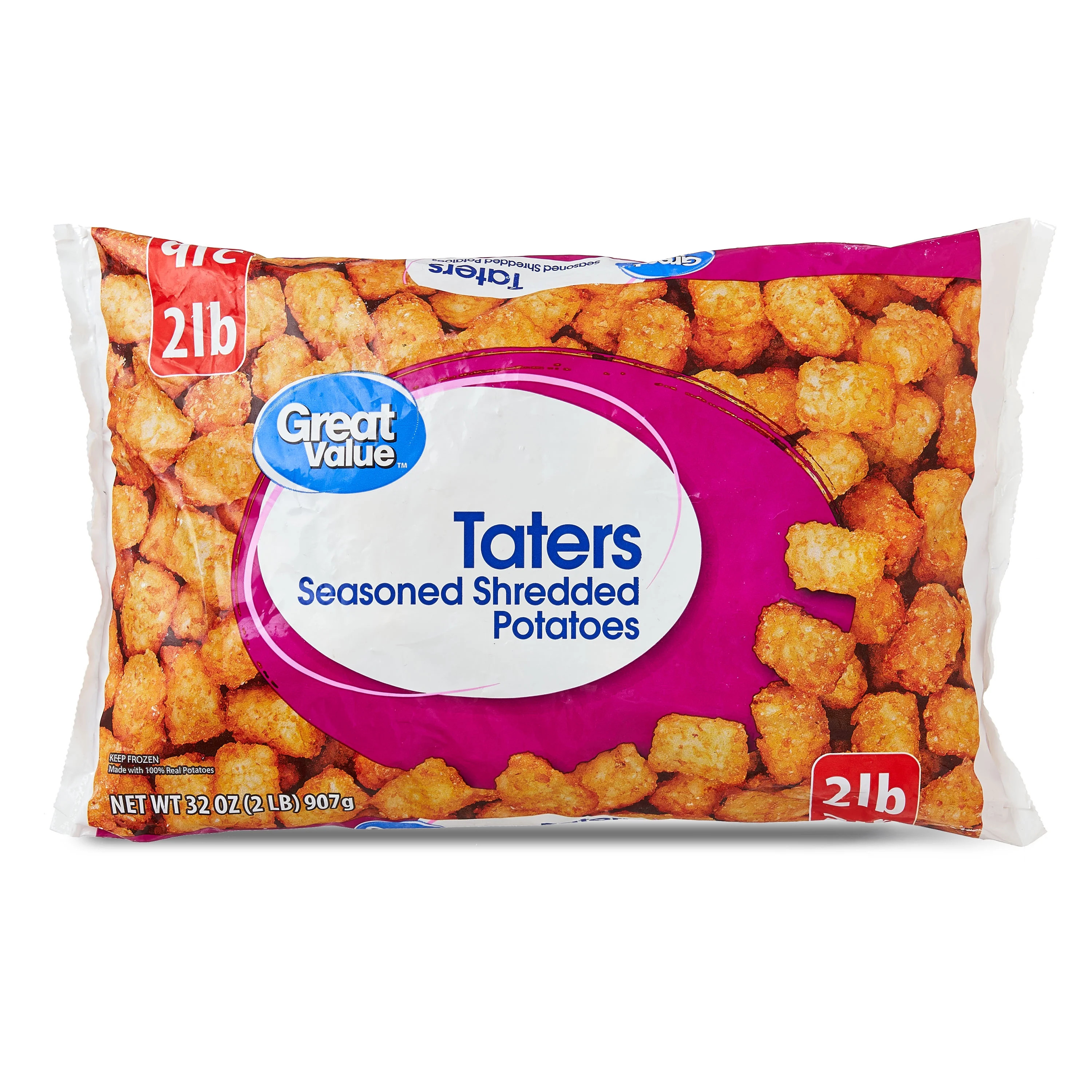 Great Value Taters Seasoned and Shredded Potatoes, 32 oz, 2 lbs (Frozen) | Walmart (US)