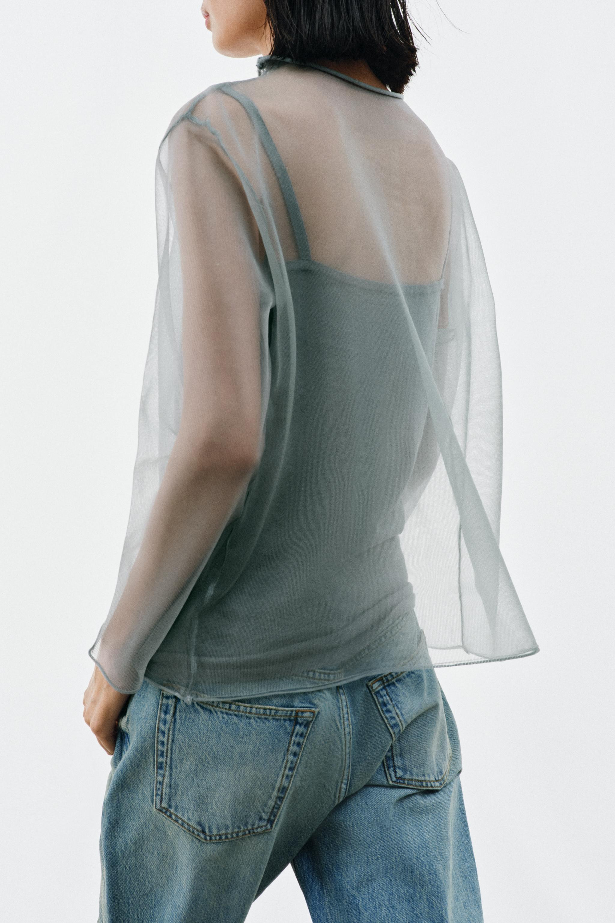 TOP SEMITRASPARENTE IN MAGLIA | Zara IT