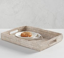 Tava Handwoven Rattan Serving Tray | Pottery Barn (US)