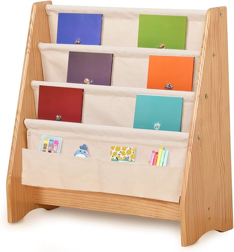 KRAND Kids Sling Bookshelf for Toddler Boys and Girls Book Rack Storage Baby Bookcase Organizer,F... | Amazon (US)