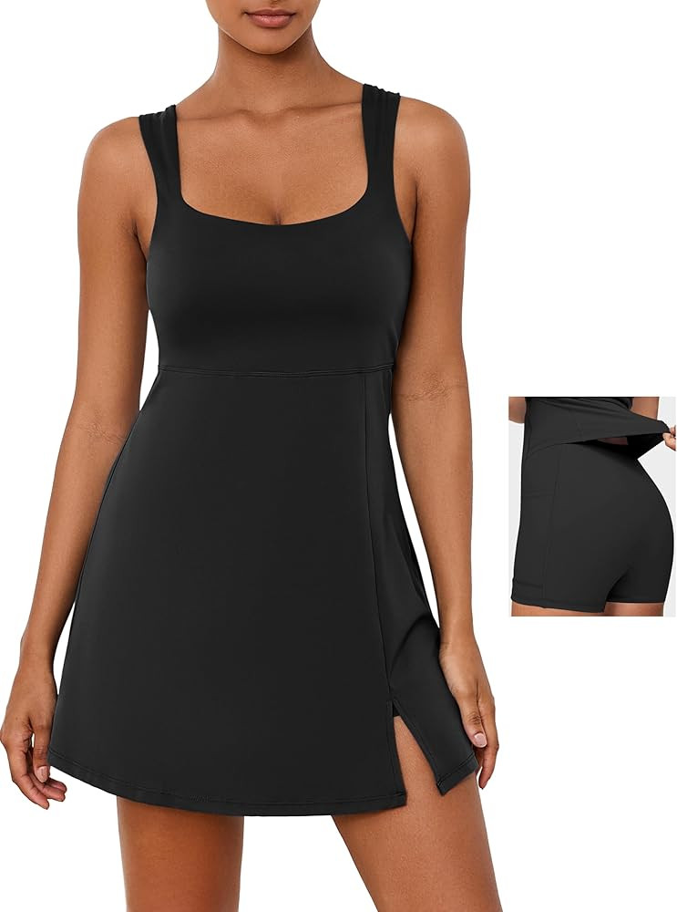 Desol Square Neck Tennis Dress with Pockets for Women Sleeveless Built in Shorts Athletic Dress S... | Amazon (US)