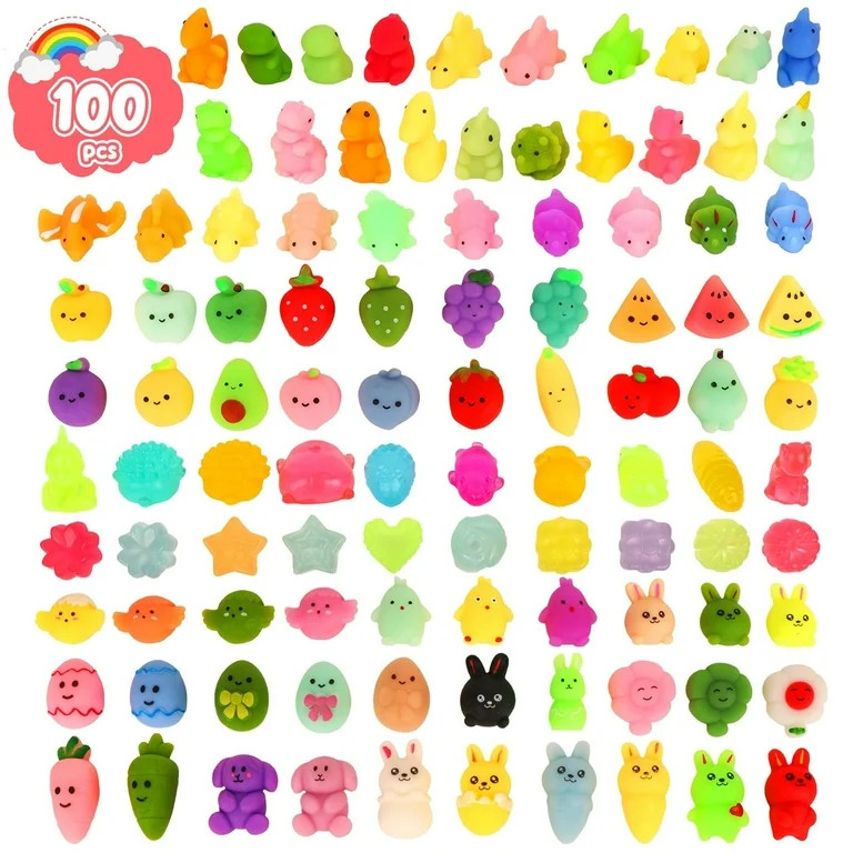 KiddiTouch 100Pcs Mochi Squishy Toys for Kids Party Favors, Mini Stress Relief Toys for Easter Eg... | Walmart (US)