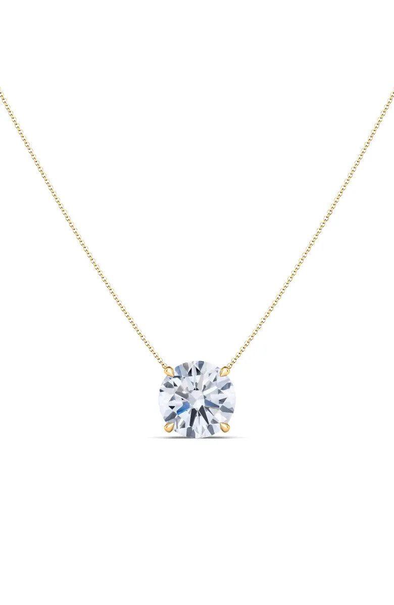 HauteCarat Round Brilliant Lab Created Diamond Pendant Necklace | Nordstrom | Nordstrom