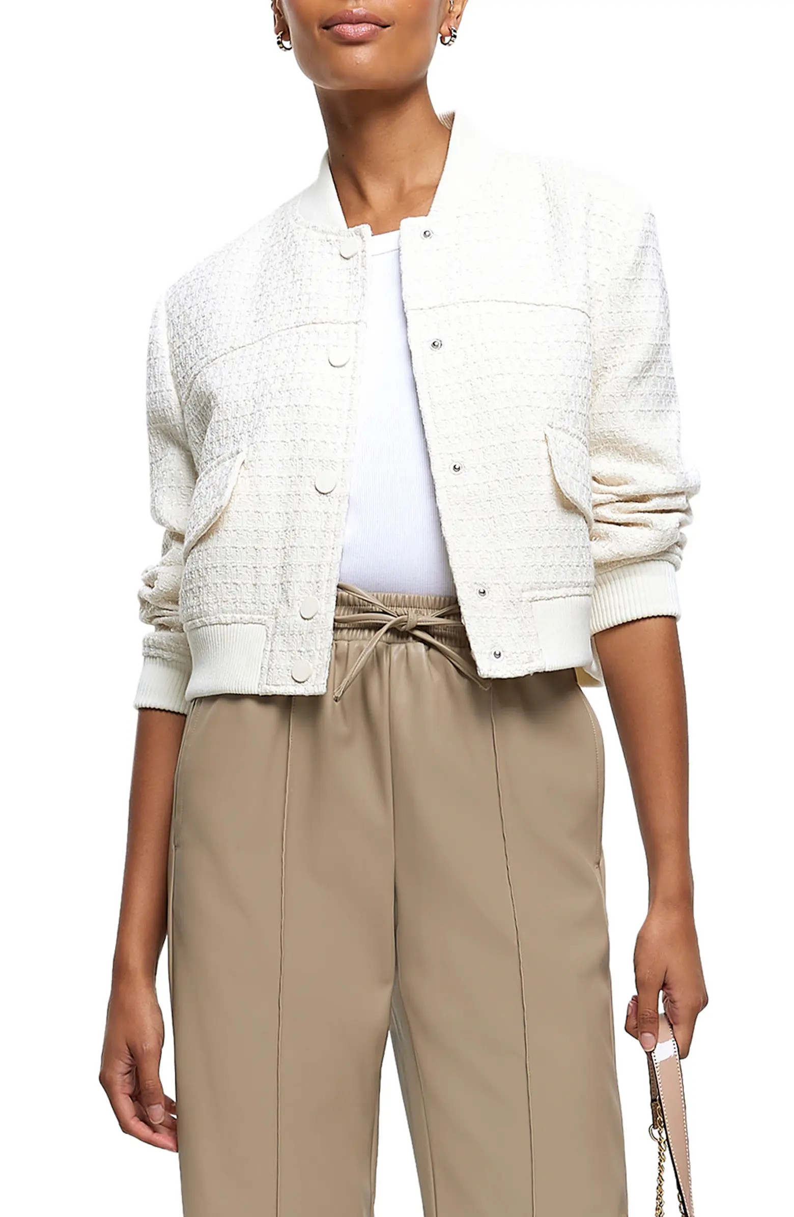 River Island Bouclé Bomber Jacket | Nordstrom | Nordstrom
