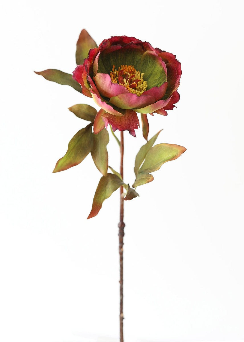 Fake Peony Flower in Purple Green - 22" | Afloral