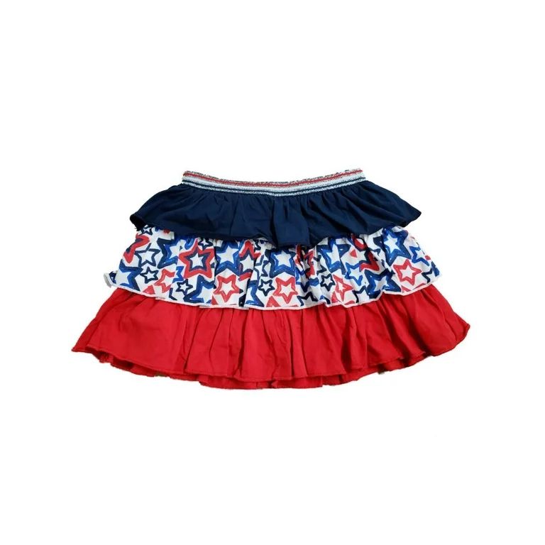 Way To Celebrate Toddler Girls' Patriotic Stars Ruffled Skort Skirt, Red, White, and Blue | Walmart (US)