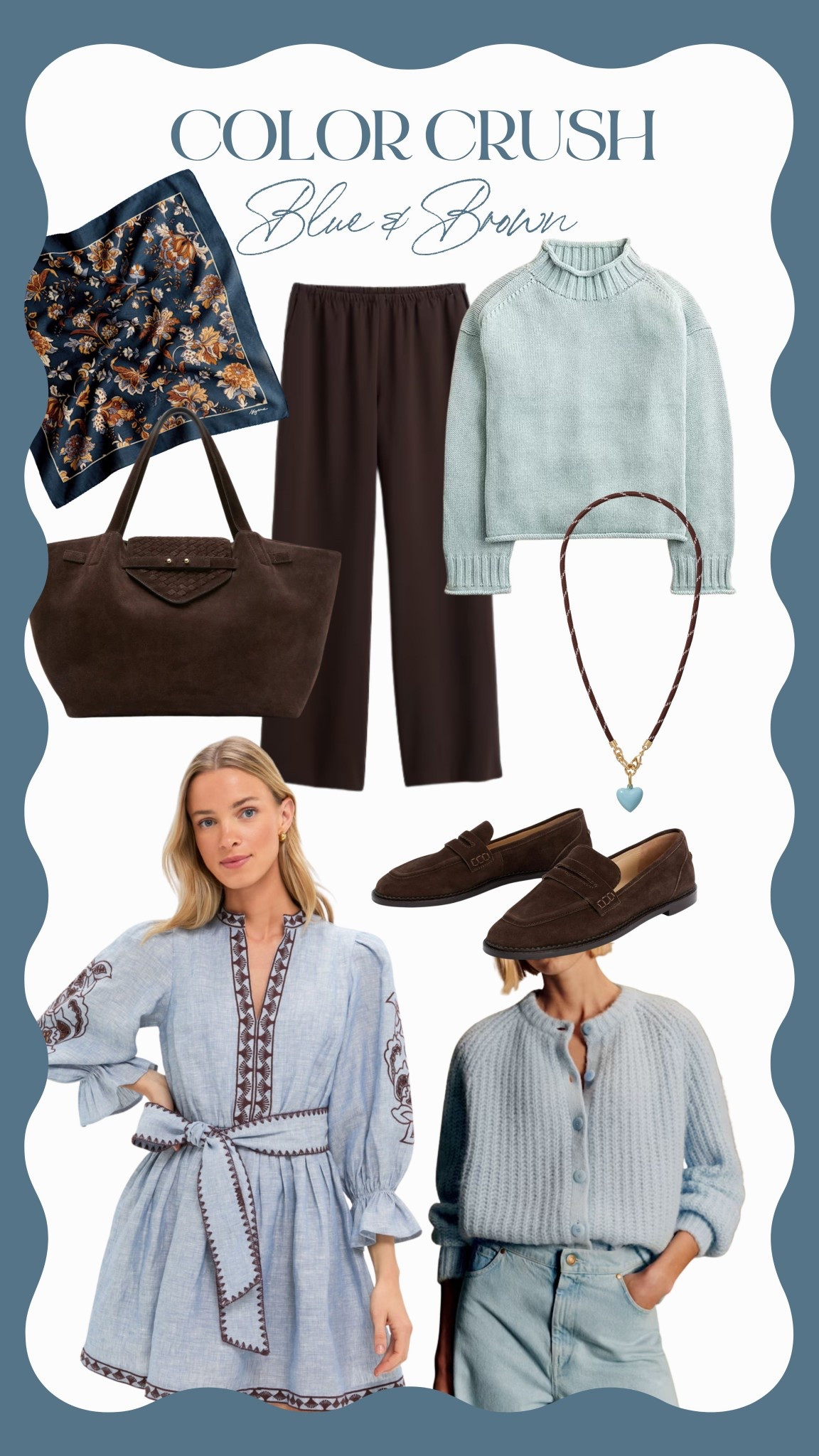 Current color crush: icy blue & brown 🤍